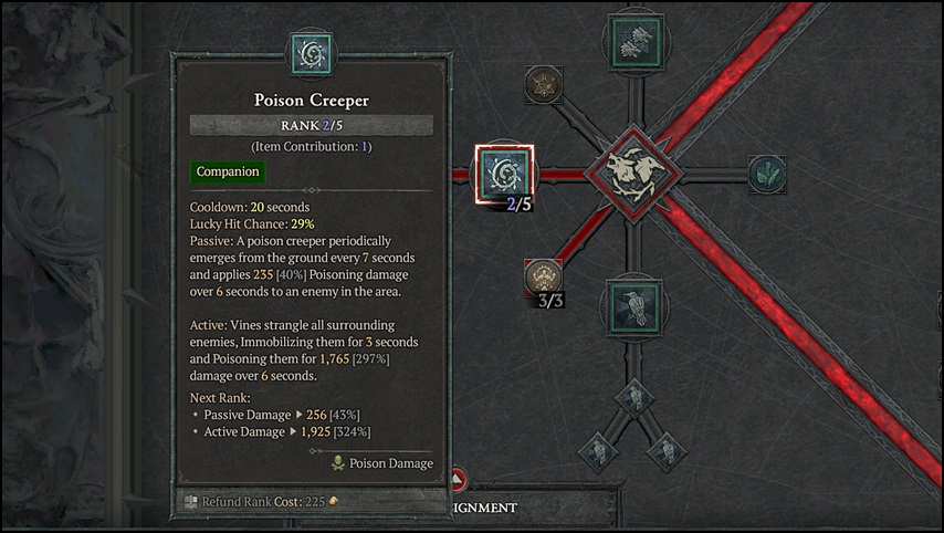 Poison Creeper Skill in Druid Skill Tree of Diablo 4 (D4)