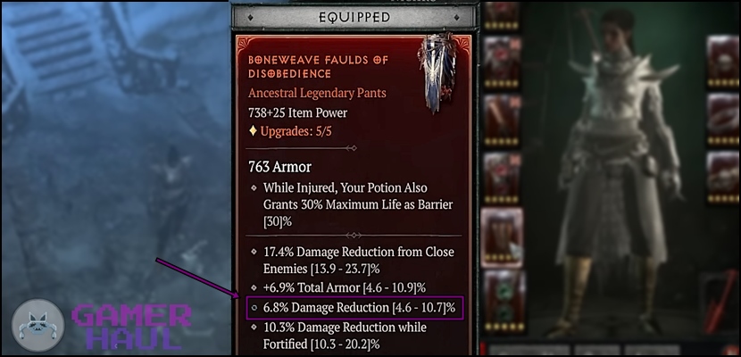 Damage Reduction Necromancer Pants Roll in Diablo 4 (D4)