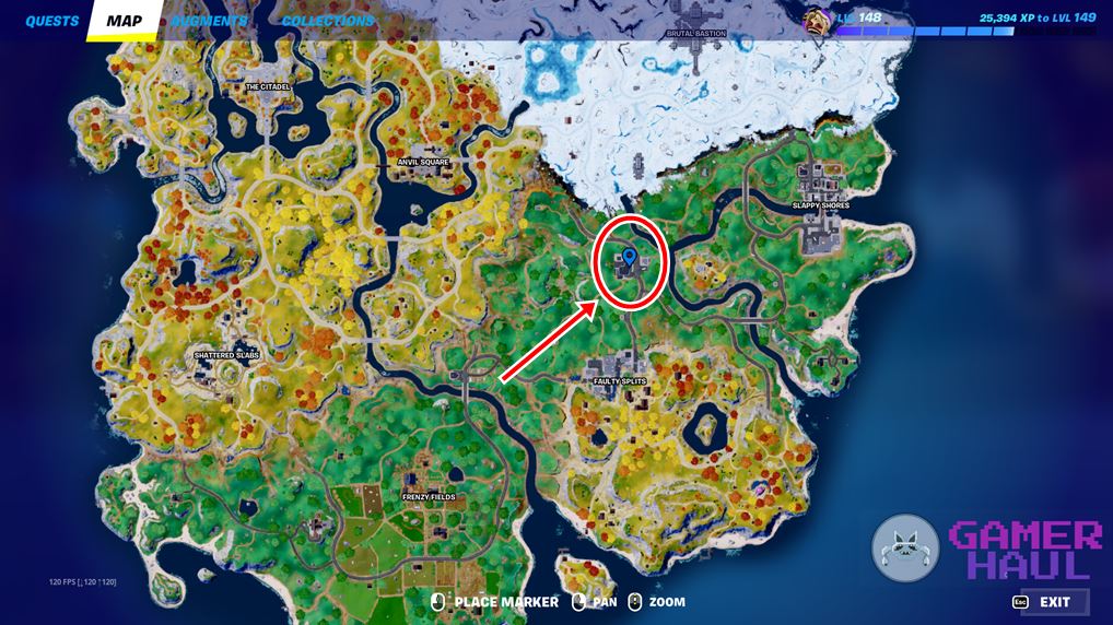 Fortnite Map Showing Location of Slap n Go Gas Station