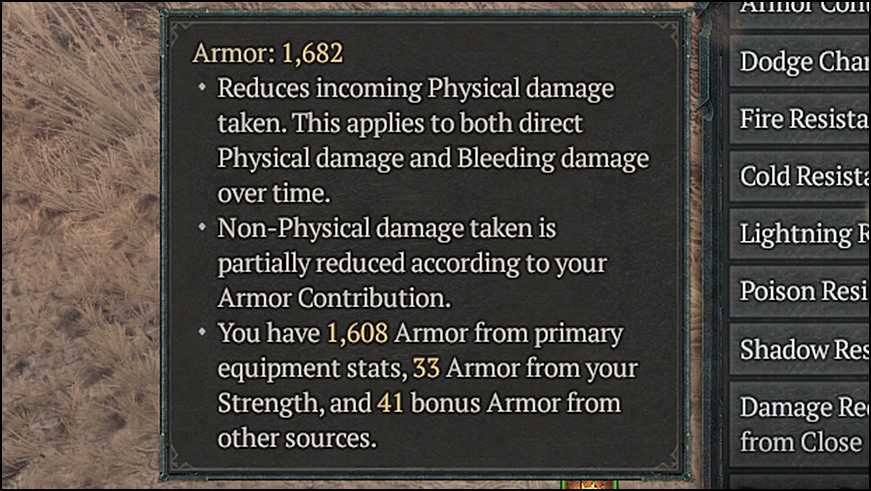 Armor stat screenshot in Diablo 4