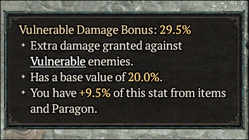 Vulnerable Damage Bonus Stat in Diablo 4 (D4)