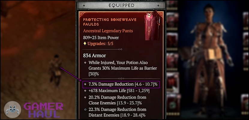 Damage Reduction Sorcerer Pants Roll in Diablo 4 (D4)